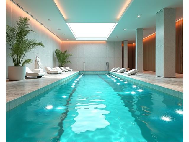 Ein Hydrotherapie-Becken mit verschiedenen Unterwasser-Düsen für therapeutische Behandlungen.